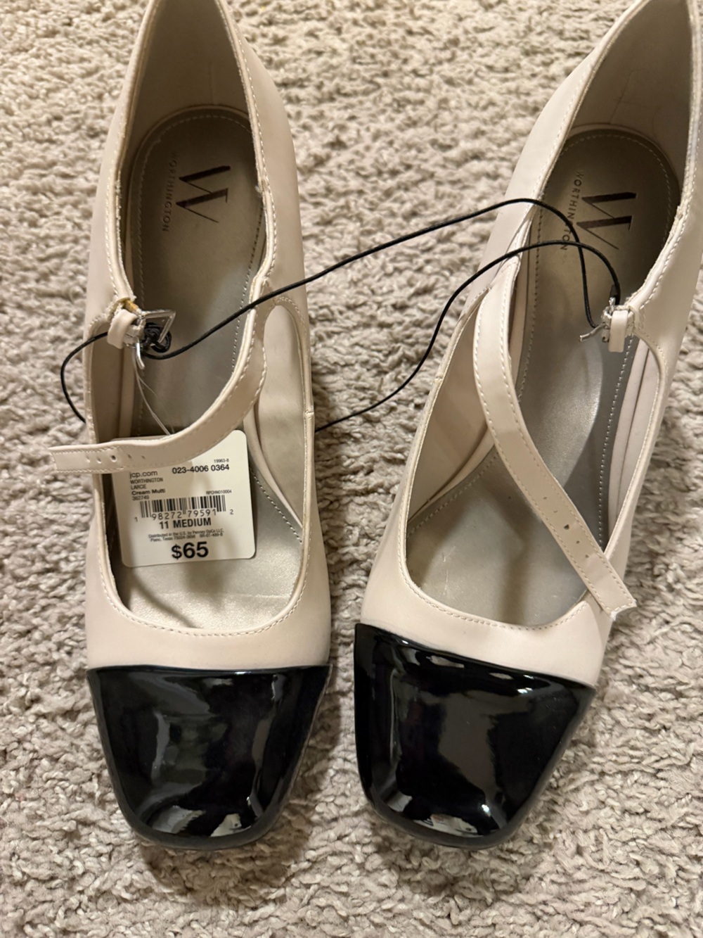 Worthington Two-Tone Mary Jane Pumps in Cream and Black